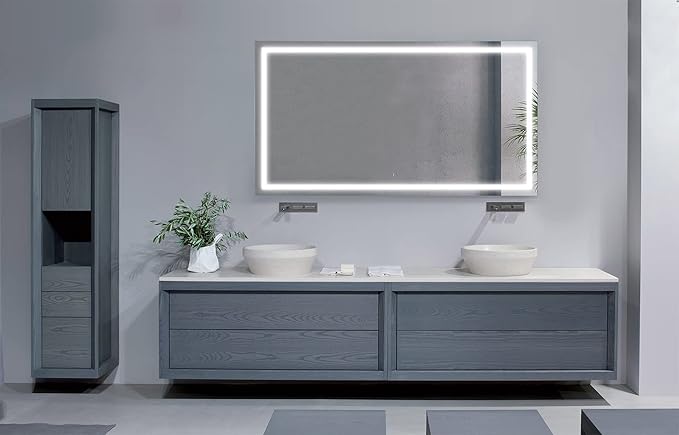 Krugg | Large 66 Inch X 36 Inch LED Bathroom Mirror | Lighted Vanity Mirror Includes Dimmer & Defogger | Wall Mount Vertical or Horizontal Installation
