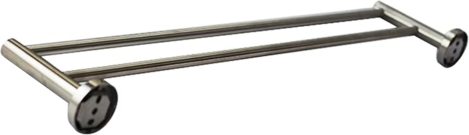 Premium Modern Double Towel Rack w/Round Base (24 Inches)- Brushed Finish, Made from Stainless Steel, Water and Rust Proof, Wall Mounted, Easy to Install