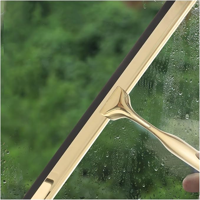 Window Squeegee Golden Shower Squeegee Stainless Steel Wiper Scraper for Glass Door Mirror Window Tile Cleaning for Shower Glass