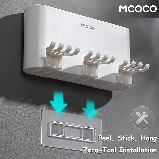 Toothbrush Holders for Bathrooms Wall Mounted Toothbrush Holder with 3 Large Storage Slot Tooth Brush Holder 3-Cup