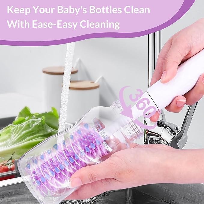 Electric Cleaning Brush with Bottle Brush & Milk Mixer, Rechargeable Electric Bottle Brush with 2 Speed Mode,Powerful Waterproof Bottle Cleaner Brush,A Must Have for Daily Life (Plum)