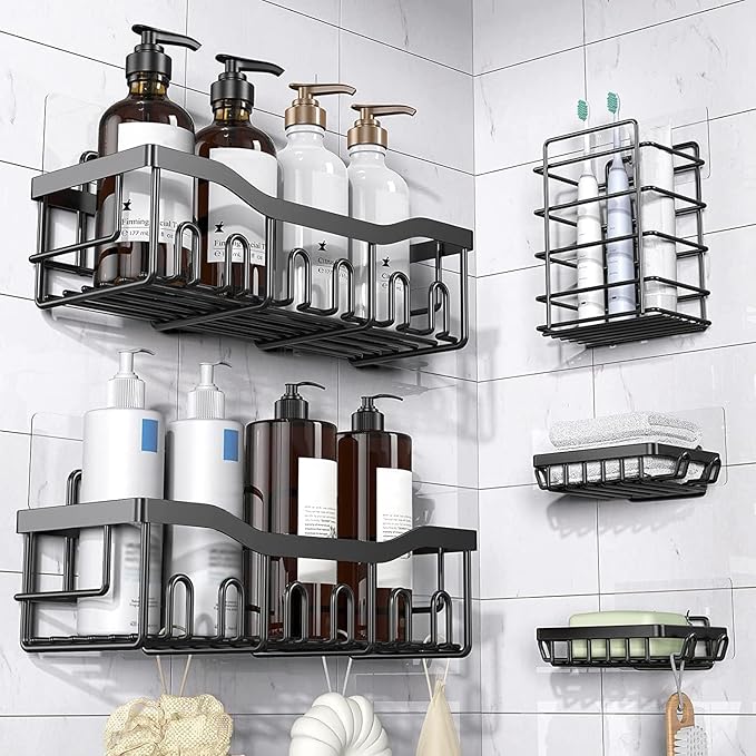 14PCS Shower Caddy Adhesive Replacement,Shower Shelves Adhesive Strip Pad Shower Organizer Sticker Replacement Bathroom Heavy Duty Strong Sticky Wall Adhesive No Drilling Strong Transparent Adhesive
