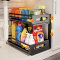 Under Sink Organizer, 2 Tier Under Sink Organizers and Storage, Adjustable Height, Slide out Metal Cabinet Organizers, Pull out Cabinet Storage Drawer Shelf for Kitchen Bathroom