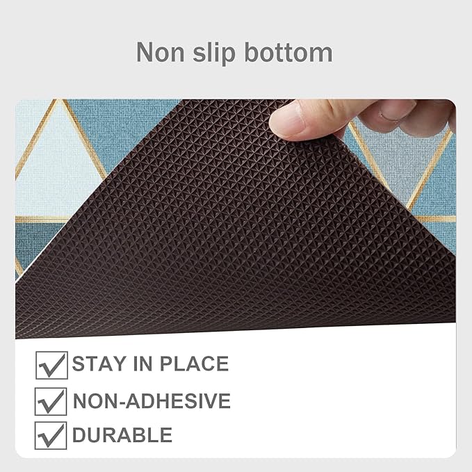 Under The Sink Mat, 24 X 36 in, Durable & Waterproof Premium Mats to Protect Kitchen & Bathroom Cabinets, Absorbent & Easy to Clean Shelf Liner(Blue & White)