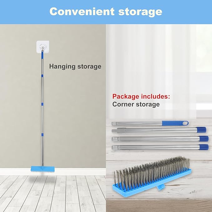 Grout Brush Scrub Brush Combo Tile Scrub Brush with Bristles Floor Scrubber Brush with Long Handle Scrubber for Cleaning Patio Bathroom Tub Bath Garage Patio Wall Pool