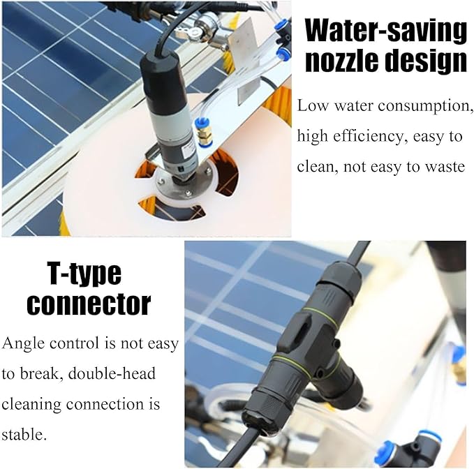 Electric Solar Panel Cleaning Brush, Adjustable Water Fed Pole, Outdoor Window Washing Equipment
