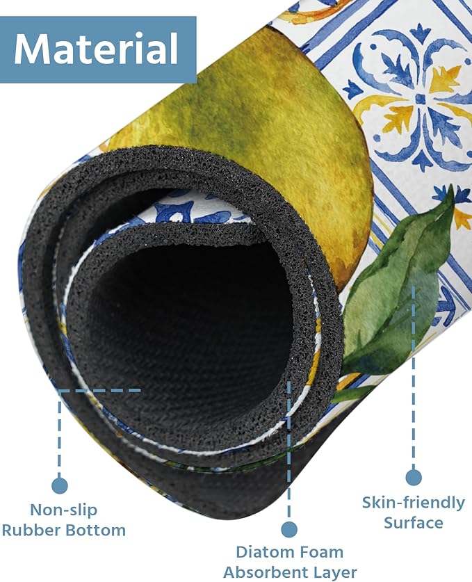 Patterned Sink Faucet Mat Kitchen Splash Guard Super Absorbent Drying Mat, Non-Slip Drain Pad for Kitchen Counter or Bathroom-24x5.5in