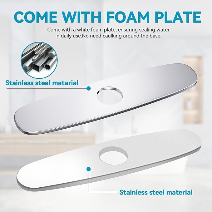 10 Inch Kitchen Sink Deck Plate Cover | Golden 304 Stainless Steel Hole Cover Escutcheon for Pull Down Faucets, 1 or 3 Hole- Fits Extra Mounting Holes (Golden)