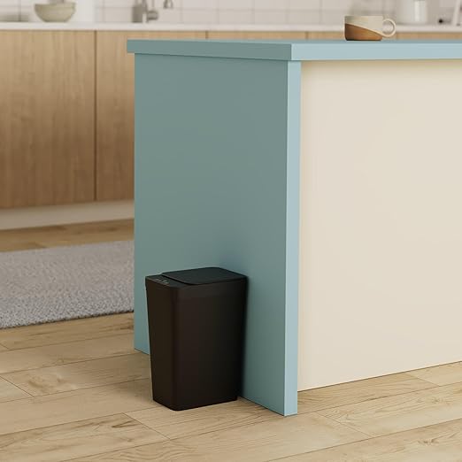 Bathroom Trash Can with Lid, KOEYLE 2 Pack 2.2 Gallon Automatic Touchless Garbage Can, Small Motion Sensor Smart Trash Can, Slim Waterproof Trash Bin for Bedroom, Bathroom, Office, Living Room (Black)