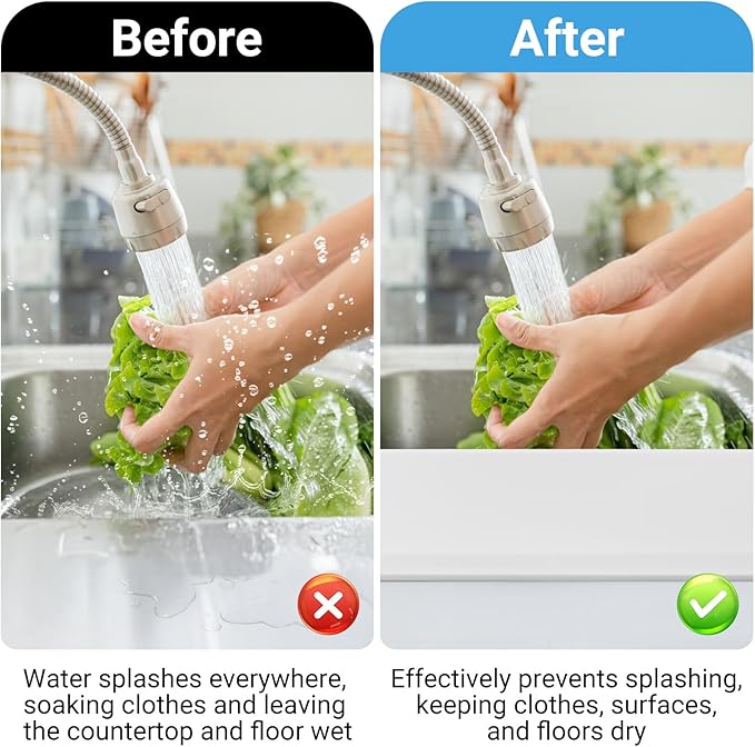 19.29 inch Silicone Sink Splash Guard, Splash Guard for Kitchen Sink Area, Backsplash Protector for Kitchen Countertop & Bathroom Bathtub with Non-Slip Strong Suction, White, Pack of 2