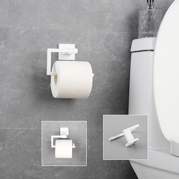 GERZWY Bathroom Toilet Paper Holder Stainless Steel Paper Towel Dispenser Wall Mounted, White