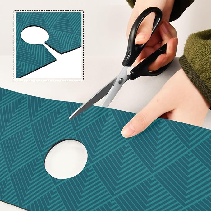 Kitchen Sink Splash Guard 2 PCS 14.7 Inch Sink Faucet Mat Splash Guard for Bathroom Countertop Water Absorbent Foldable Cuttable Soft Washable Dark Green Geometric Art