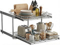 HOLDN’ STORAGE Two Tier Pull Out Cabinet Organizer, Individual Sliding Drawers - Heavy Duty Metal with Lifetime Limited Warranty - Anti Rust Chrome Finish - 20" W x 21”D x 16.5" H