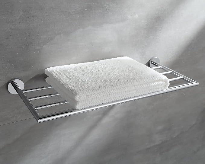 Towel Racks for Bathroom, Towel Shelf Wall Mounted, Modern Hotel Style Towel Bar, Single Towel Rack, Chrome, 26Inch, 077090-CR Leo Series