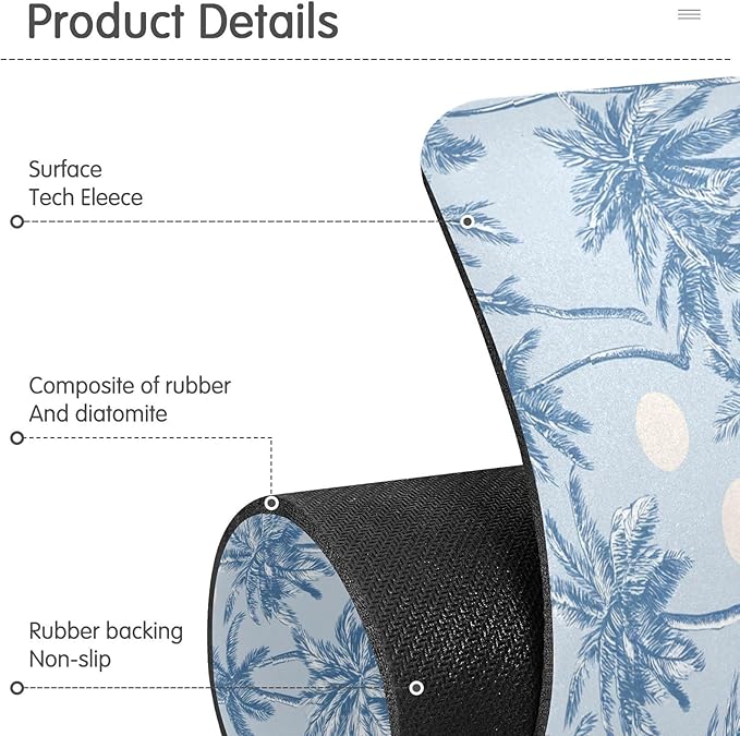 Kitchen Sink Splash Guard 1 PC 30 Inch Sink Faucet Mat Splash Guard for Bathroom Countertop Water Absorbent Foldable Cuttable Soft Washable Light Blue Palm Trees and Sun