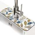 Kitchen Sink Splash Guard，olive leaves Faucet Mat Sink Gadgets-Super Absorbent Fast Drying Mat Drip Catcher for Kitchen, Bathroom,Sink Mat, Dish Drying Mat, Bathroom(15" X 5.5" )