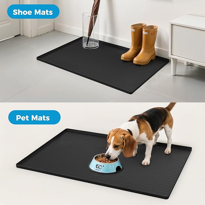 URMONA 19'' x 19'' Waterproof Silicone Under Sink Mat Cabinet and Counter Protector, Shelf Liner for Kitchen and Bathroom, Storage and Organizers, Litter Mat, Pet Cat Puppy Essentials（Light Cream）