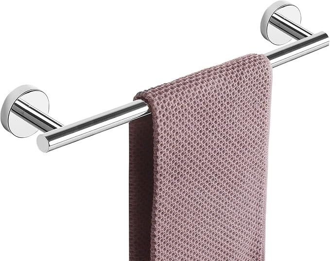 NearMoon Bath Towel Bar, Thicken Stainless Steel Shower Towel Rack Holder Wall Mounted for Bathroom,18-lnch Overall Length-16-lnch Usable Hanging Space (1 Pack, Chrome Finish)