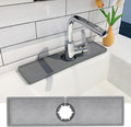 Gosmol Faucet Mat - Silicone & Stone Drying Mat, Water Absorbing Stone Tray - Prevents Moisture Buildup - Sink Splash Guard - Grey