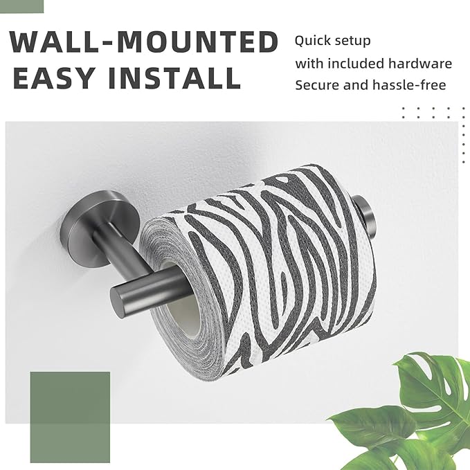 APLusee Toilet Paper Holder Gun Gray 304 Stainless Steel, Rustproof & Waterproof, Heavy-Duty Wall Mounted Holder, Space-Saving Storage for Modern Bathrooms