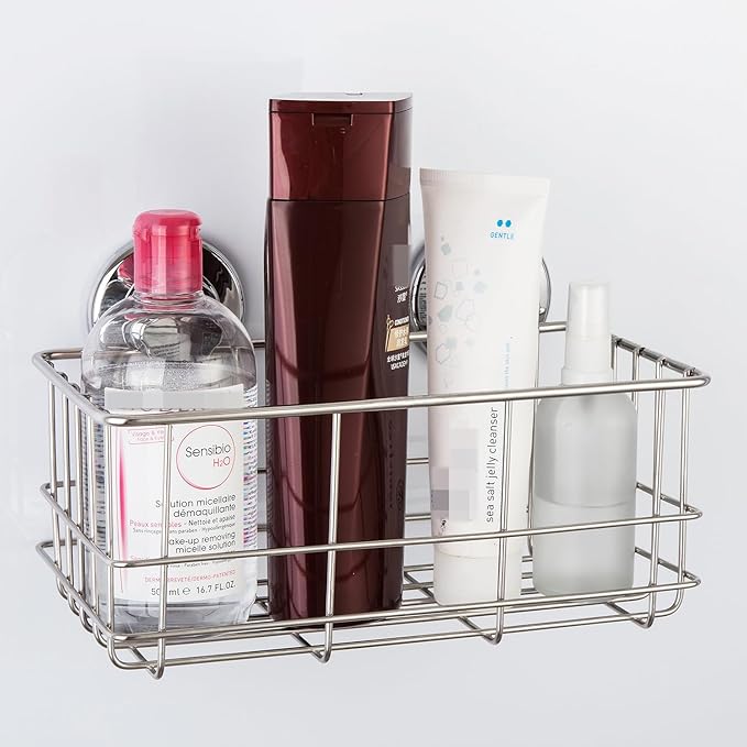 iPEGTOP Suction Cup Deep Shower Caddy Bath Organizer Wall Shelf for Large Shampoo Gel Holder Bathroom Accessories Storage -Rustproof 304 Stainless Steel, 2-Pack