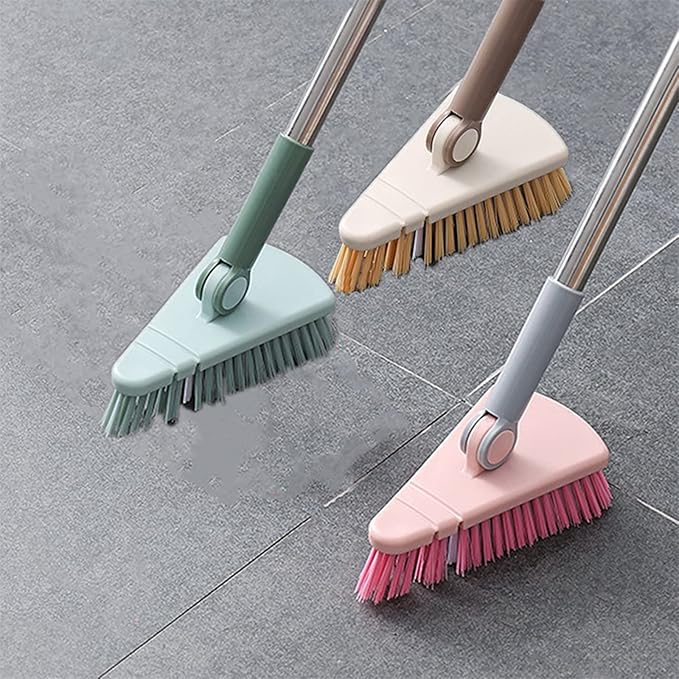 Cleaning Brush with Long Handle Floor Scrubbers for Tub Tile Cleaning Supplies Scrub Brush for Bathroom Bathtub Toilet Floor Kitchen Apartment Essentials forfor Women Men (Green)
