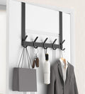 KitchLife Over The Door Hooks Hanger with 15.75 inches Extended Arms, Fit for 1-3/4" Doors, J40U, Thickened Bathroom Towel Rack Organization, 1 Pack Double-Hook, Matte Black