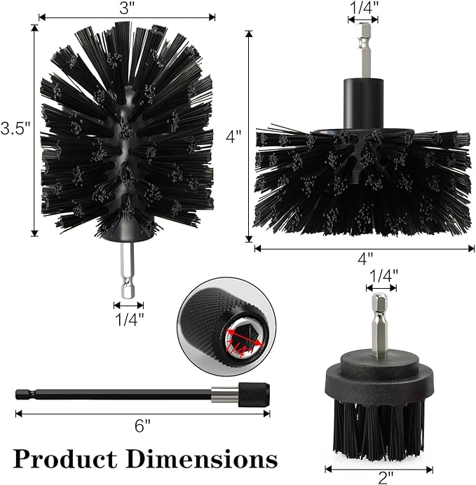 4pcs Drill Brush Attachment Kit, 2025 New Grout Drill Brush Set, All Purpose Power Scrubber Cleaning Kit for Bathtubs, Tile Grout Lines, Bathroom, Showers, Tile, Tile Seams