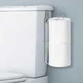 Bathroom Toilet Paper Holder with Storage Extra 2 Rolls, Over The Tank Toilet Paper Holder Wall Mount, Small Restroom Organizer, Adhesive RV Tissue Storage, Stainless Steel, Silver, 1PC