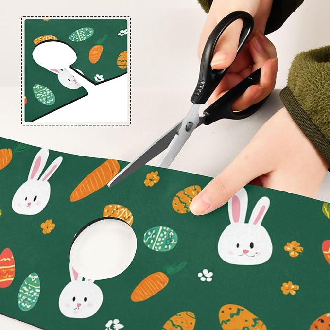 Kitchen Sink Splash Guard 2 PCS 30 Inch Sink Faucet Mat Splash Guard for Bathroom Countertop Water Absorbent Foldable Cuttable Soft Washable Deep Green Easter Rabbit Eggs Carrots