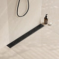 Neodrain 36 in Matte Black Linear Shower Drain, Rectangular Linear Shower Drain with Brick Pattern Grate, Brushed 304 Stainless Steel Bathroom Floor Drain