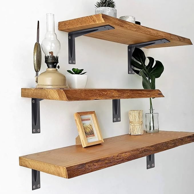 YUMORE Countertop Support Bracket Heavy Duty 12x8x2 in, 1/5IN Thicken Solid L Brackets Countertop Bar Shelf Bracket, Includes Hardware, Matte Black, 2 Pack