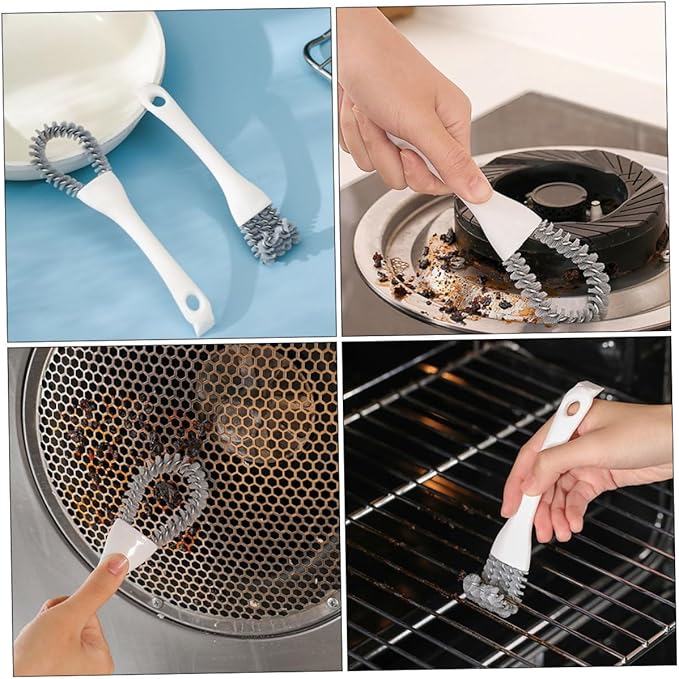 Veemoon 2pcs Kitchen Cleaning Brush Set – U-Shaped Bent Crevice Brushes for Grout, Window Track, and Dead Corner Cleaning – Handheld Multi-Function Scrub Tools for Stove, BBQ Grill,