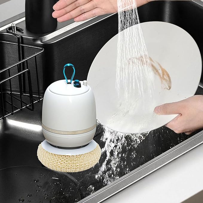Electric Dish Scrubber Soap Dispensing Brush Portable Multifunctional Electric Kneading Cleaning Brush for Kitchen Board Gold 3.35x4.72inch