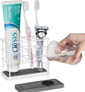 Toothbrush Holders, Bathroom Organizers and Storage with Instant Drying Stone, Bathroom Accessories Toothpaste Holders, Bathroom Counter Organizer, White