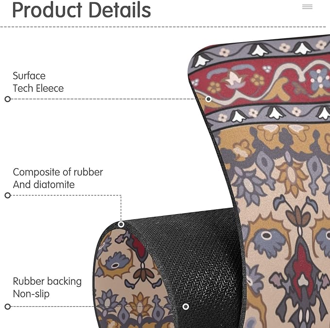 Kitchen Sink Splash Guard Sink Faucet Mat Faucet Handle Drip Catcher Drain Mats for Kitchen Bathroom Countertop Absorbent Dish Drying Mat Pad 2pack 14.7x5.4Inch Boho Retro Tan Red