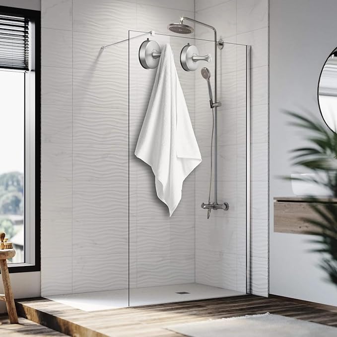 DGYB Suction Cup Hooks for Shower 2-Pcs Heavy-Duty 15LB Max Load, 304 Stainless Steel & PVC, No Drill Bathroom Wall Hooks for Towels, Robe, Loofah (Brush)