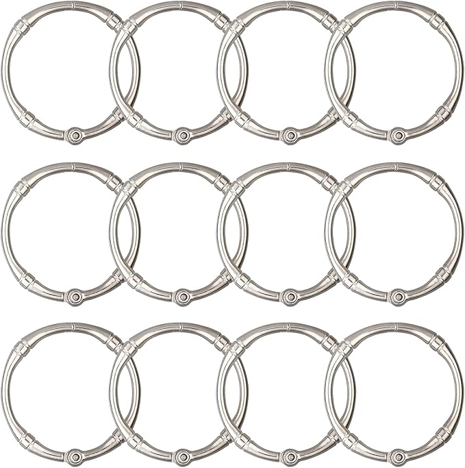 Shower Curtain Hooks, Rustproof Decorative Shower Curtain Rings Metal Round Shower Hooks for Bathroom Shower Rod, 12 Pack (Nickel)
