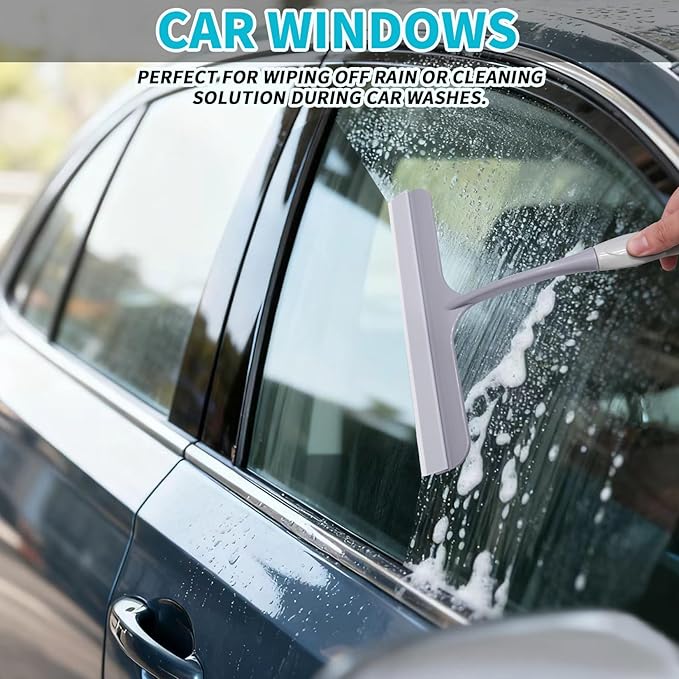 3pcs All-Purpose Safe Shower Squeegee for Glass Doors, with 3 Adhesive Hooks, Sinks and More,Window Cleaning Squeegee Glass Shower Door for Car Window Wiper Mirror Windshield