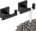 KOKOSIRI Robe Hook Bathroom Double Towel Coat Hooks Matte Black for Bath Kitchen Wall Mounted, 2 Pack Stainless Steel B1015BK-P2