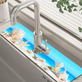 Tropical Beach Seashells Kitchen Sink Splash Guard Absorbent Fast Drying Mat Faucet Draining Mat Behind Faucet Drip Catcher for Kitchen Bathroom 5.5"24"