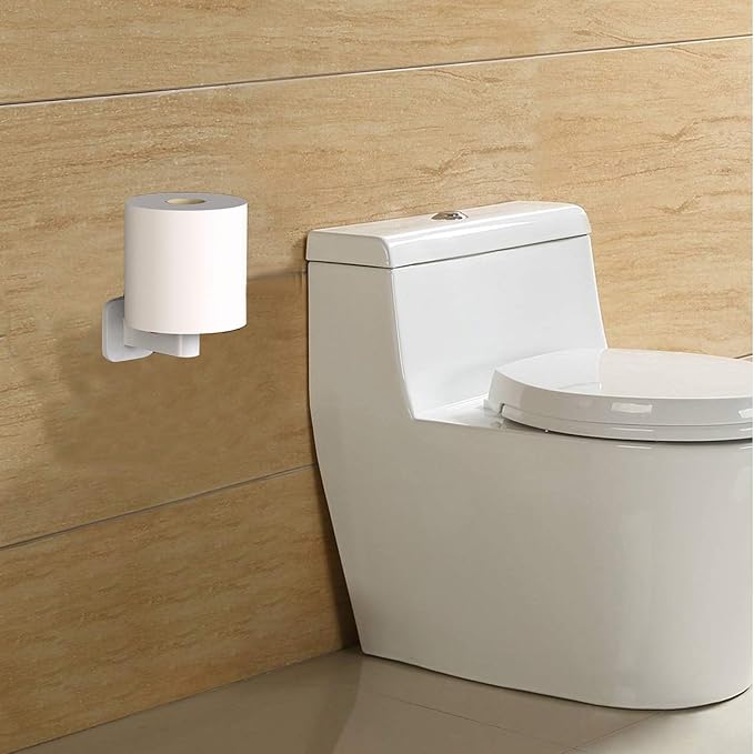 Self Adhesive Toilet Paper Holder, Paper Towel Holder - Bathroom Toilet Paper Holder Stand - Easy Installation No Drilling (White)
