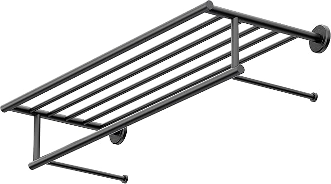 Gatco 4247MX Latitude II Towel Rack, 24 Inch, Matte Black/Wall Mounted Towel Rack with Towel Bar for Bathroom