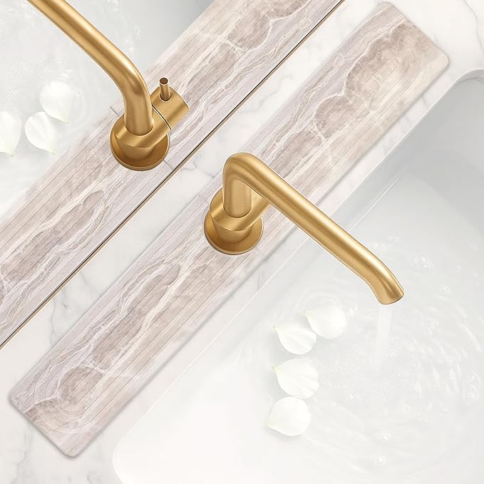 Large Stone Faucet Mat for Kitchen Sink Water Catcher Diatomite Quick Dry Stone Mat Kitchen Sink Splash Guard Protectors Water Absorbing Tray Absorbent Faucet Mats for Bathroom Counter Accessories