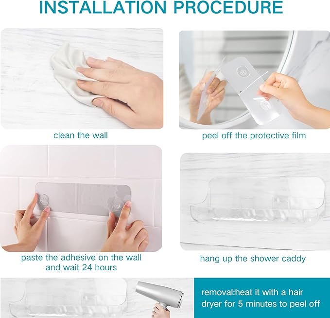 2 PCS Acrylic Wall Mounted Transparent Shelf, Non Drilled Wall Adhesive Bathroom Shelf with Self-adhesive Tape, Suitable for Storage in Bathrooms and Kitchens