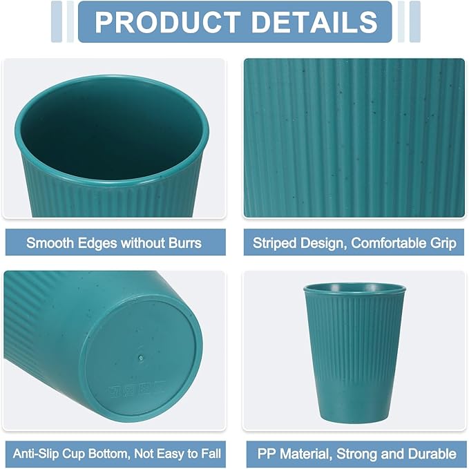 uxcell 4 Pcs Simple Toothbrush Cup, 3.3 x 3.3 x 4.2 Dishwasher Safe Bathroom Tumbler Reusable Plastic Cup Set for Storing Toothpaste Combs, Dark Green