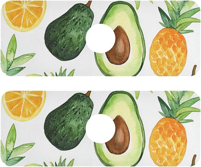 Cartoon Green Avocados Pineapples Kitchen Sink Splash Guard Faucet Mat Diatomite Absorbent Pad for Bathroom RV 14.7x5.4in 2PCS water
