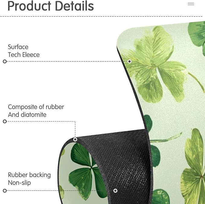 Green Natural St Patrick Clovers Kitchen Sink Splash Guard Faucet Mat Diatomite Absorbent Pad for Bathroom RV 14.7x5.4in 1PCS water