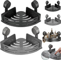 2026 New Suction Cup Corner Shower Shelf, No-Drill Bathroom Corner Shelf Strong, Waterproof Suction Cup, Bathroom Organizers and Storage Countertop for Bathroom Kitchen (Black+Grey)