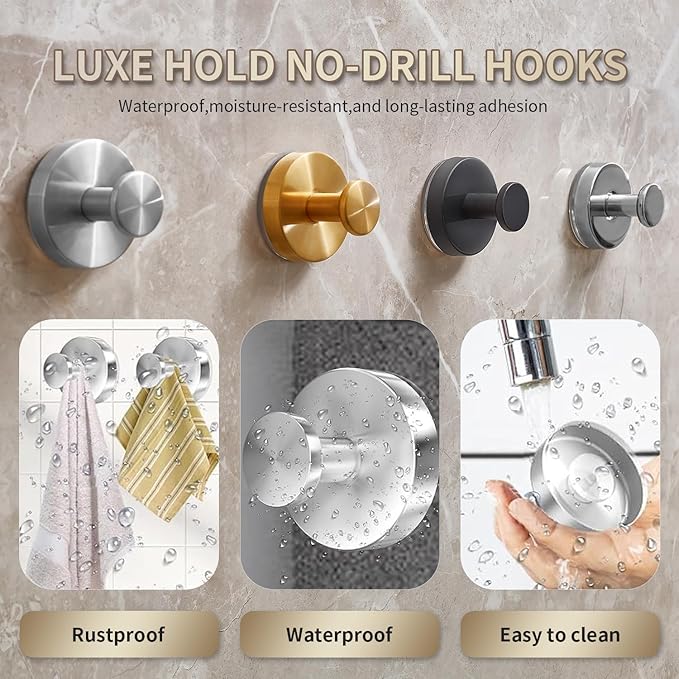Suction Cup Hooks for Wreaths on Glass. 2026 Upgraded Drill-Free Suction Cup Hooks for Shower, Mirror, Wall, Hanging Towels (Brushed Silver, 2 Pieces)